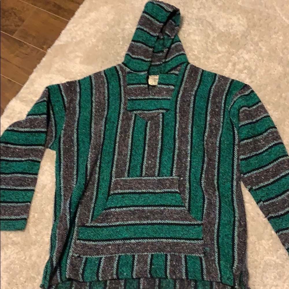 Green and gray hoodie